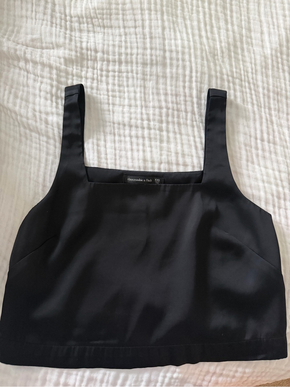 Abercrombie & Fitch Black Satin Square-Neck Tank Top